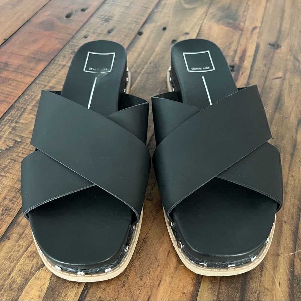 Dolce Vita Black Crisscross Slide Sandals